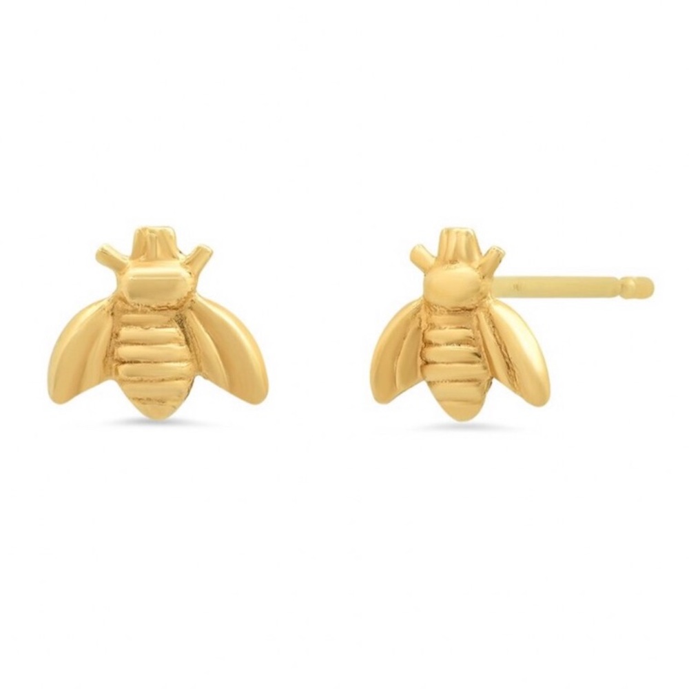 14k gold bee earrings